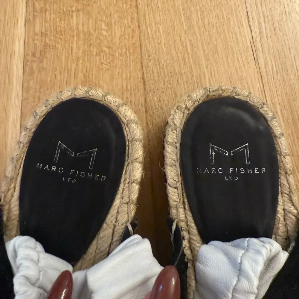 Marc Fisher Black and White Espadrille Sandals